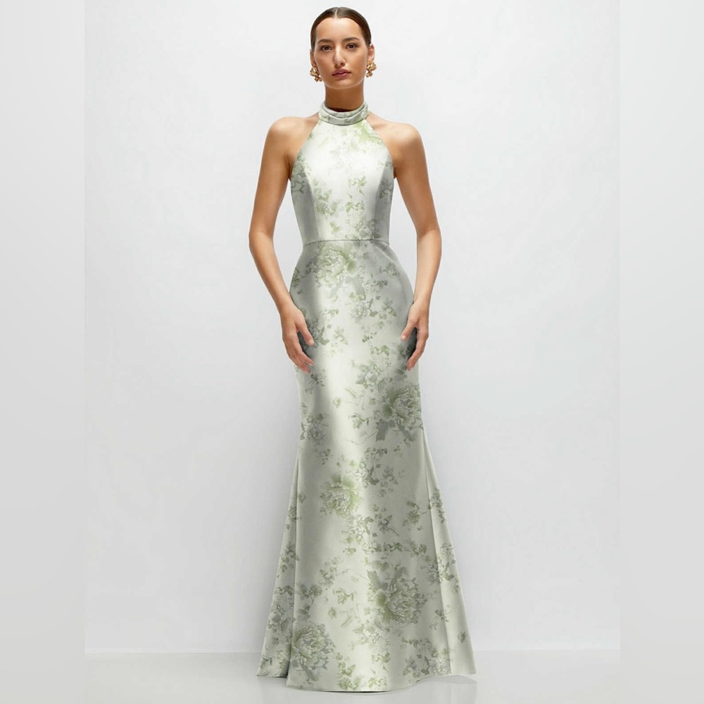 DESSY GROUP ALFRED SUNG BECCA DRESS SAGE COTTAGE ROSE